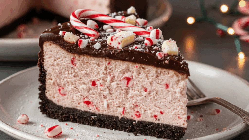 Peppermint Bark Cheesecake Christmas Dessert