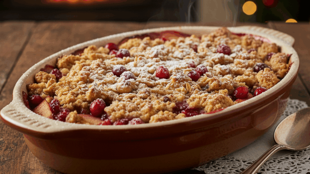 Spiced Apple Cranberry Crumble Christmas Dessert