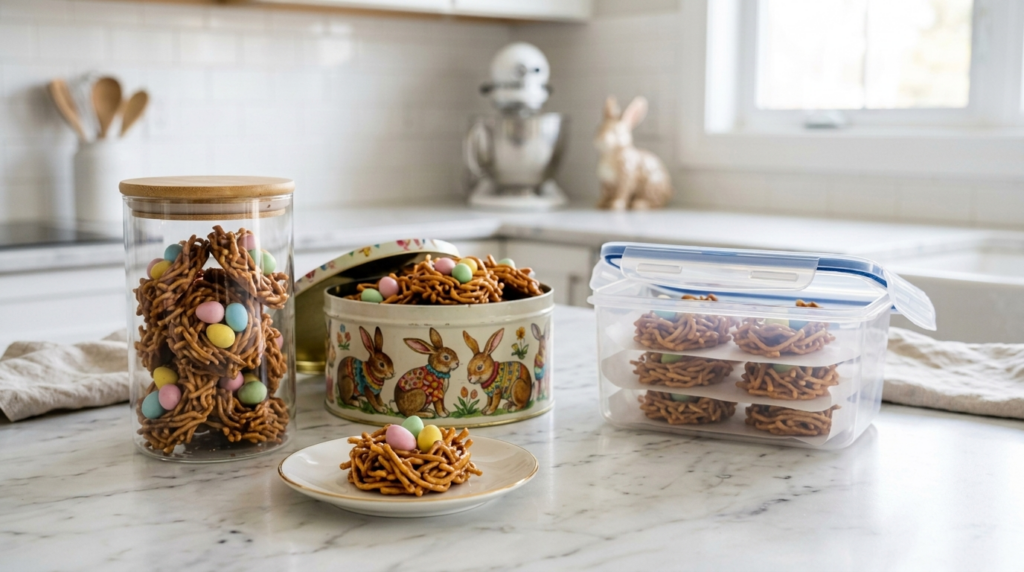 Storing Easter Bird's Nest Cookies and Calorie Info