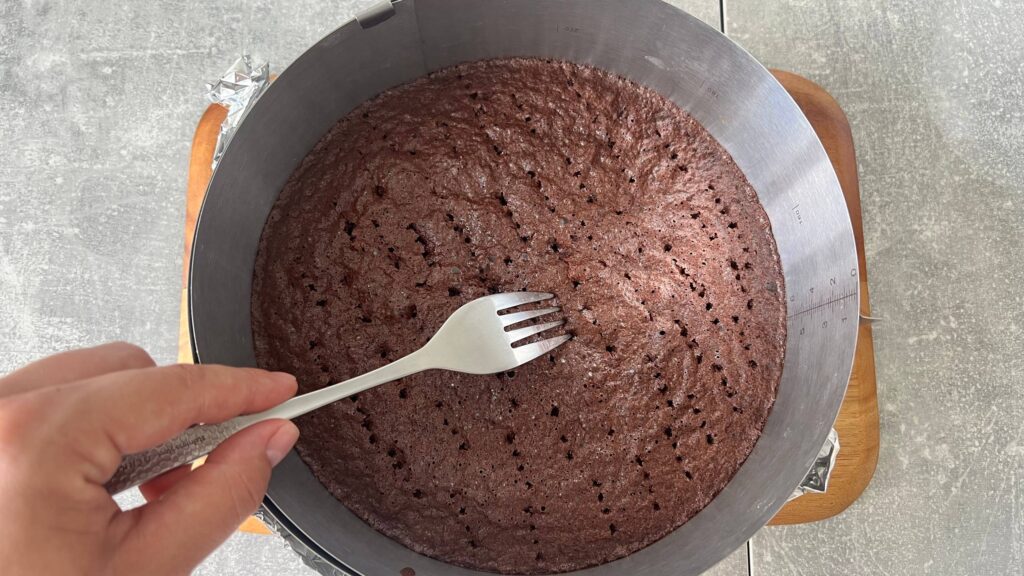 Poke and soak the hot cake